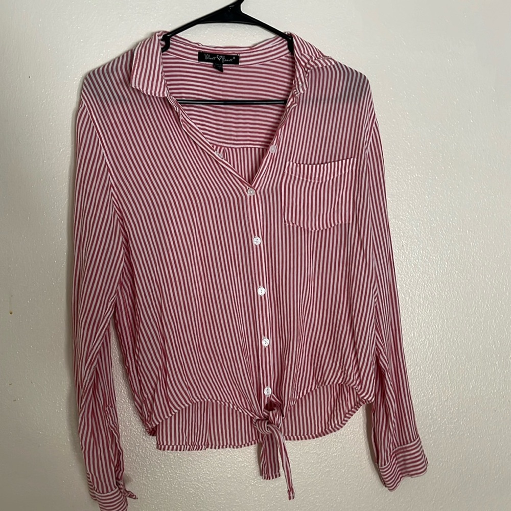 Striped red and white shirt size medium